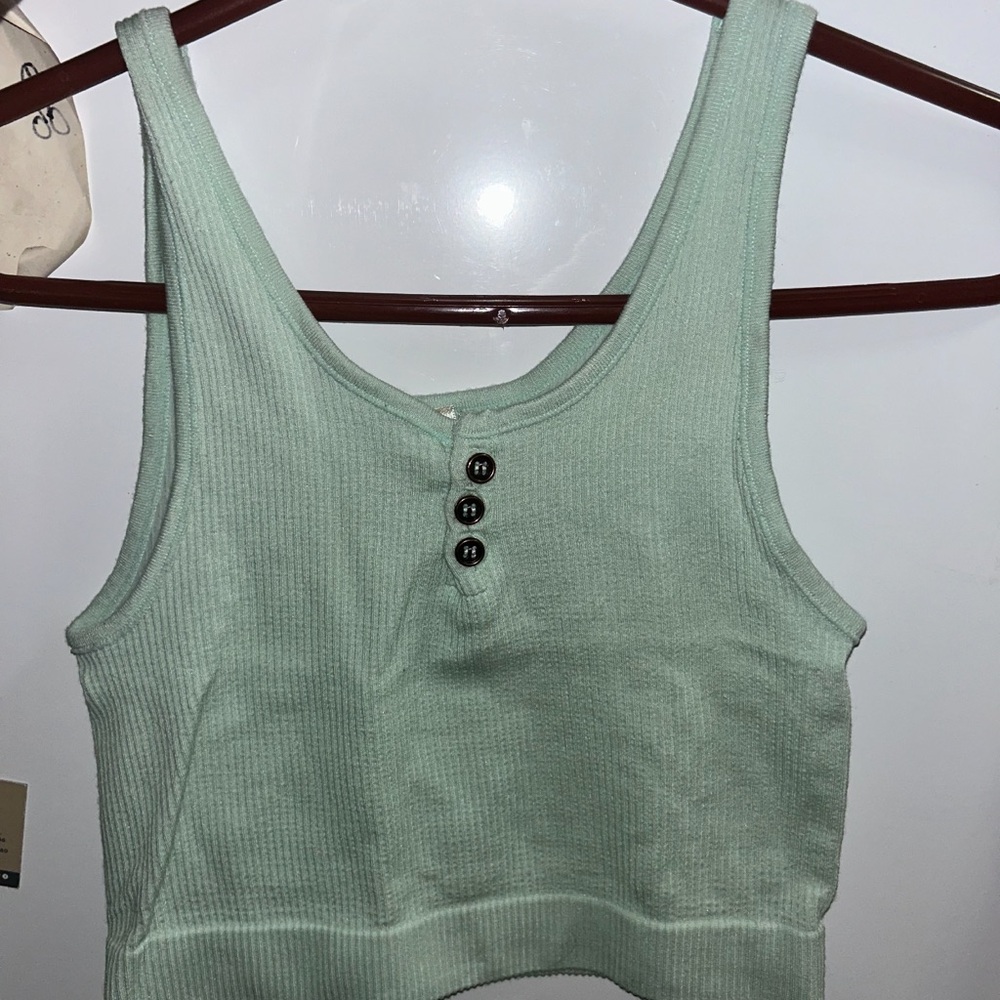 By Together Light Green Ribbed Tank Top